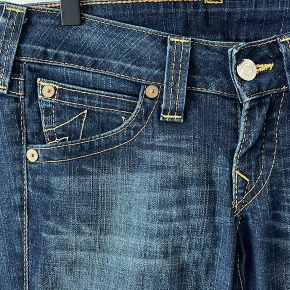 True Religion Cuffed Skinny Jeans Low Rise Dark Wash Flap Button Pockets size 29 - Picture 4 of 14